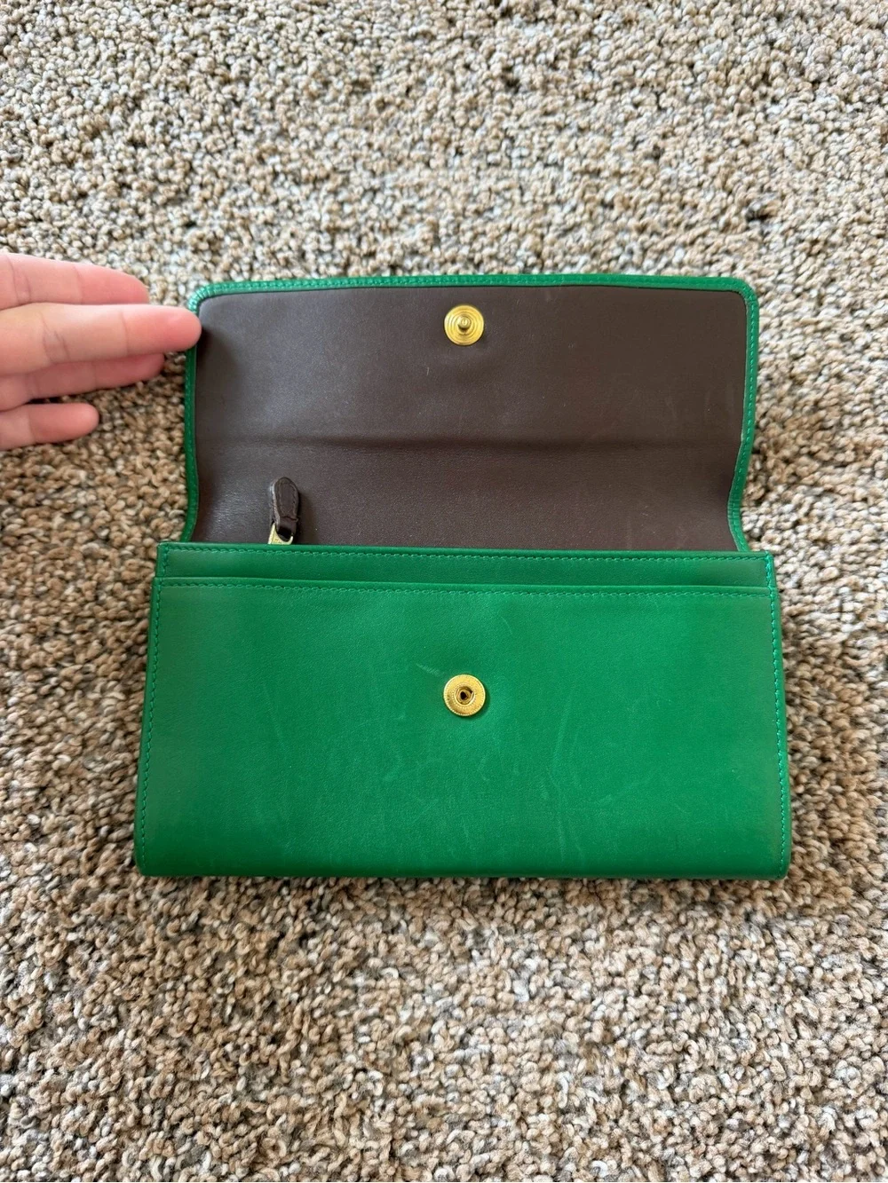 COACH Vintage Kelly Green Leather Envelope Wallet Style #4847 EVC